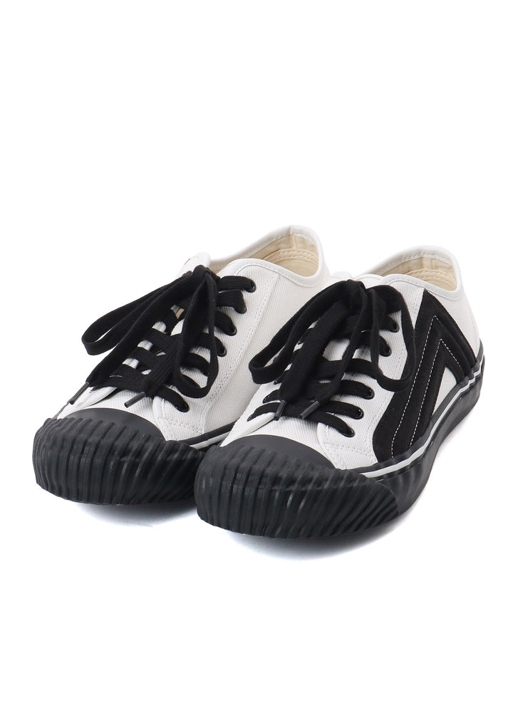 COTTON CANVAS LOW-TOP SNEAKERS -WHITE