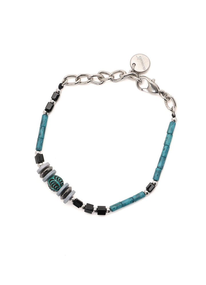 GLASS & BRASS BEAD BRACELET A