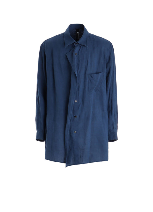 WASHED LINEN CANVAS DRAPE SHIRT