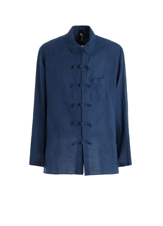 WASHED LINEN CANVAS SHAKA BUTTON SHIRT