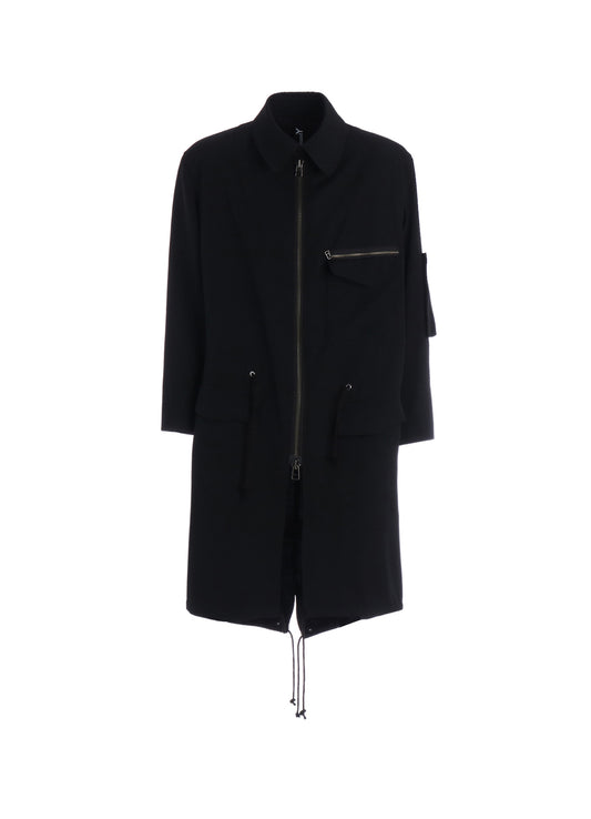WOOL GABARDINE STAND COLLAR MODS COAT