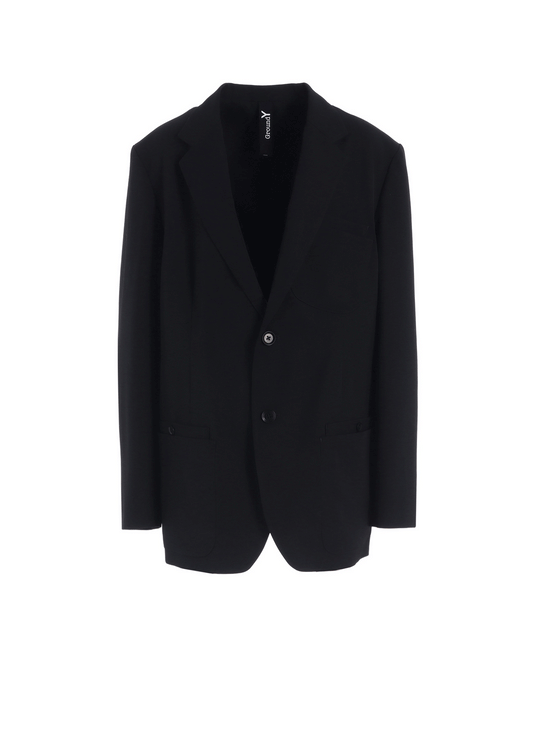 WOOL GABARDINE JACKET WITH EYELETS AND BACK BELT