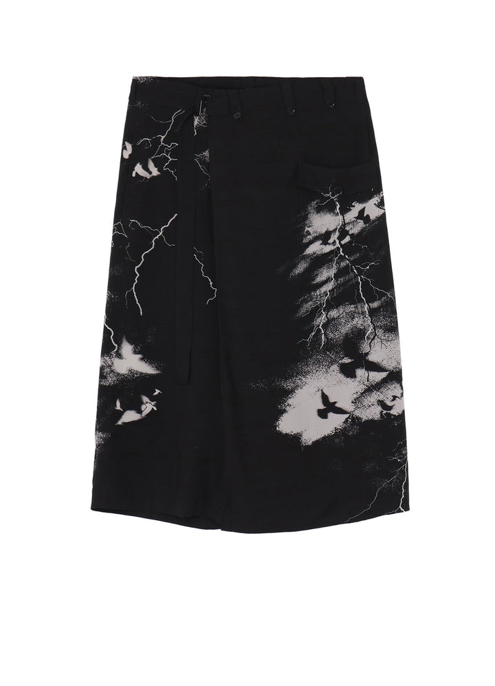CROW PATTERN WRAP PANTS