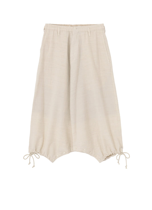 COTTON WOOL FLAX BROAD INSEAM BUTTON SAROUEL PANTS