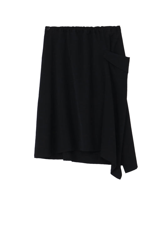WOOL GABARDINE LEFT-DRAPED GATHERED SKIRT
