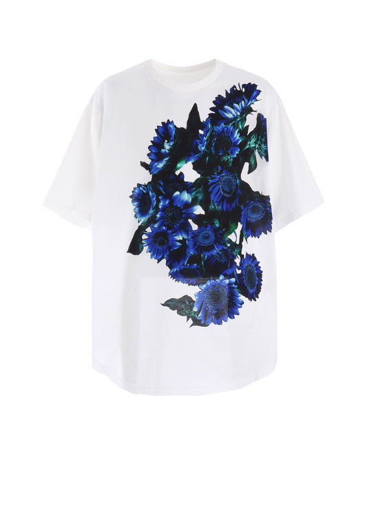 BLUE FLOWER PRINT BIG T-SHIRT