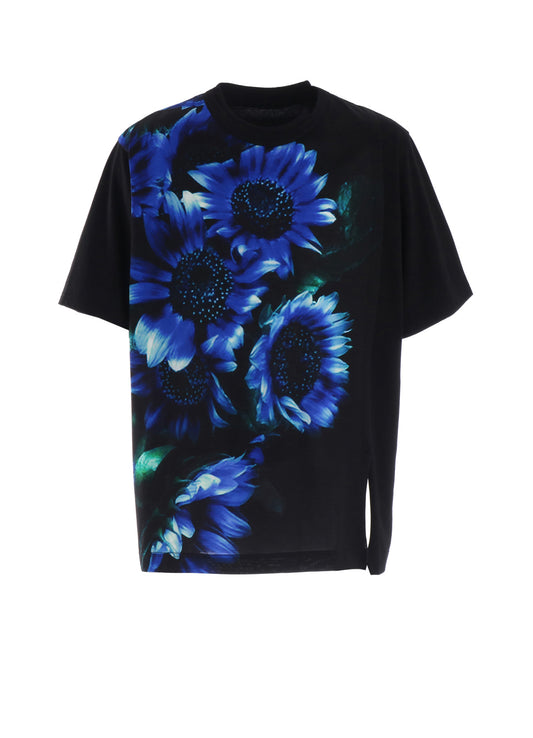 BLUE FLOWER PRINT SHORT SLEEVE T-SHIRT