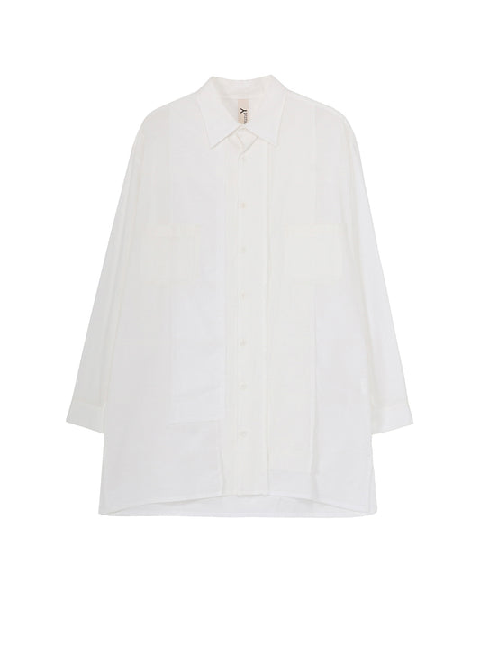 SWITCHING MATERIAL PATCHWORK WHITE SHIRT