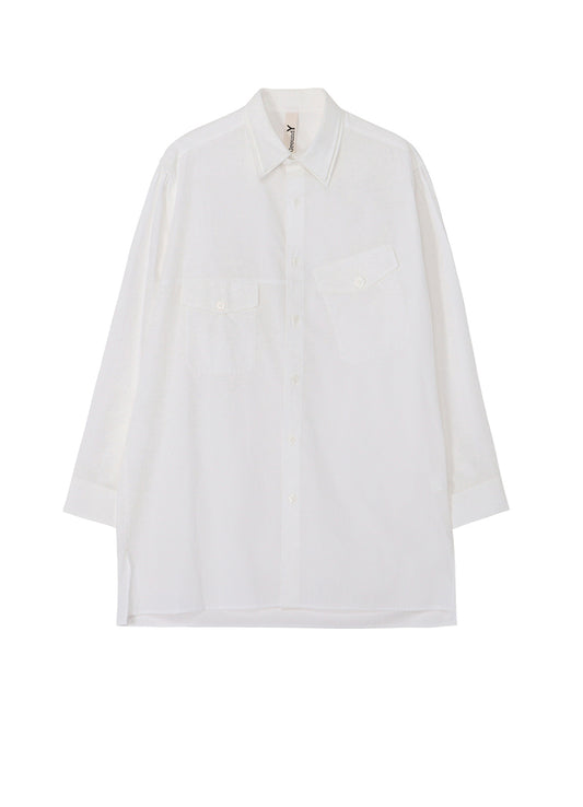 COTTON BROAD DOUBLE COLLAR SLANTED POCKET SHIRT