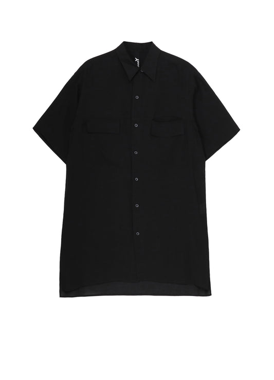 CELLULOSE LAWN PARALLEL PANEL FLAP SHORT SLEEVED SHIRT