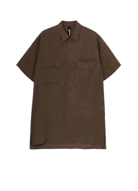 CELLULOSE LAWN PARALLEL PANEL FLAP SHORT SLEEVED SHIRT