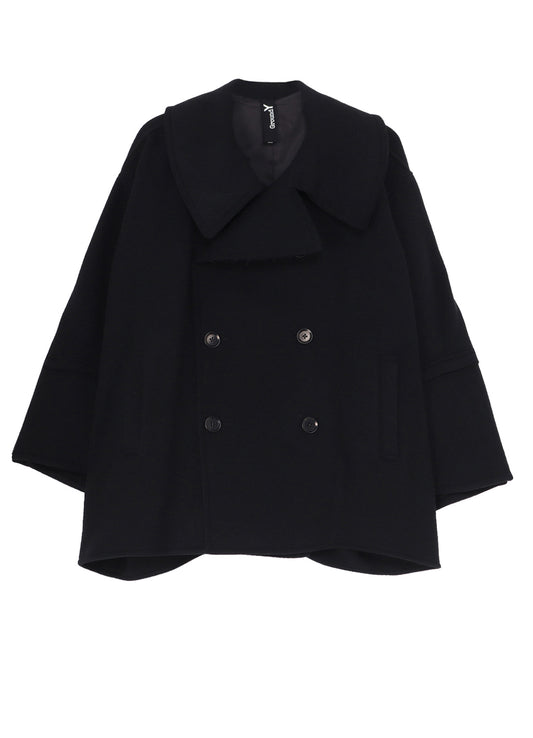 DOUBLE WEAVE MELTON SHORT LENGTH BIG SLEEVE DOUBLE COAT