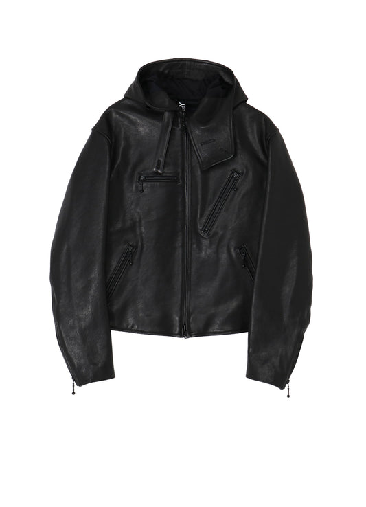 LAMB VEGETABLE HOODED LEATHER JACKET