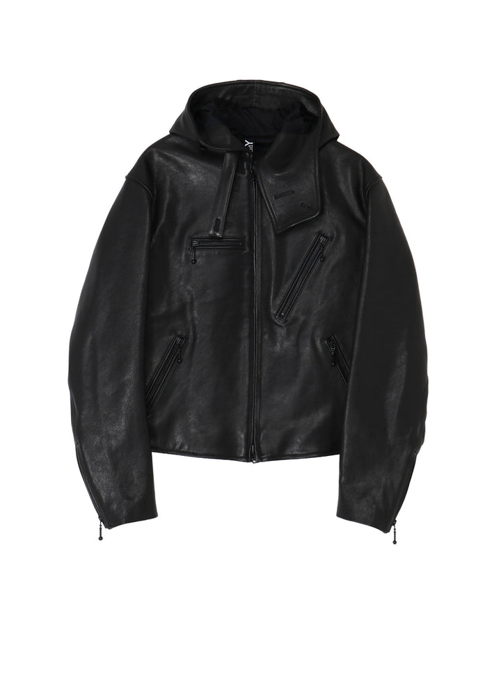 LAMB VEGETABLE HOODED LEATHER JACKET