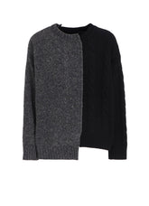 FINE MERINO WOOL CABLE SWITCH UNBALANCE PULLOVER