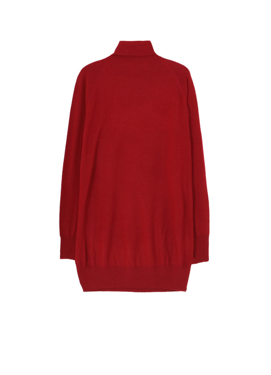 MERINO WOOL LEFT ZIPPER RAGLAN SLEEVE TURTLENECK