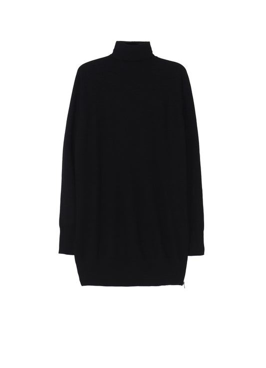 MERINO WOOL LEFT ZIPPER RAGLAN SLEEVE TURTLENECK