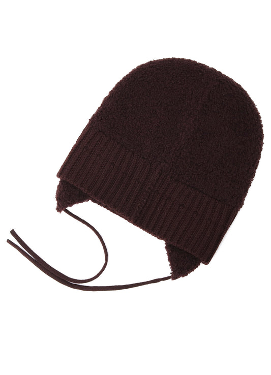 Wool boa+EX FineMerino Wool FLIGHT KNIT CAP