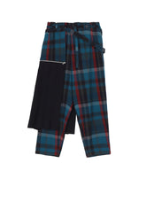 W/GABARDINE DOUBLE GAUZE  PLEATED WRAP PANTS