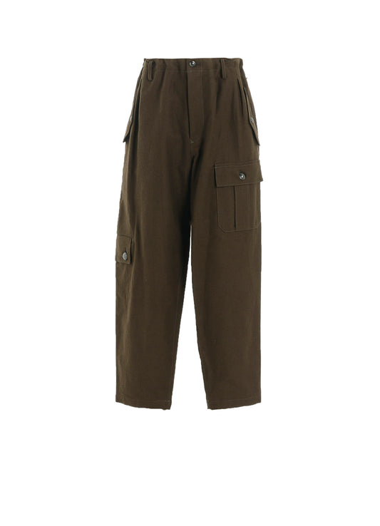 COTTON FLAX MOLESKIN POCKET SLIM PANTS