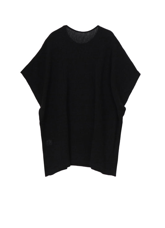 SPIDER WEB KNIT SIDE BUTTON SHORT SLEEVED T-SHIRT