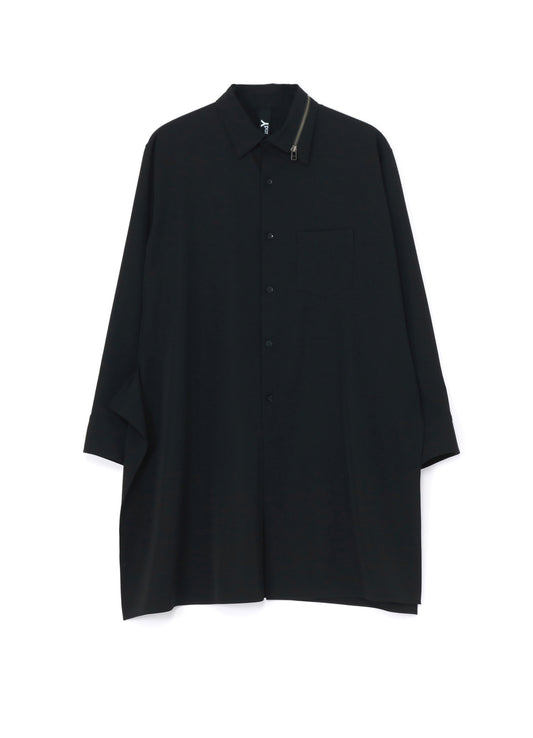 WOOL GABARDINE COLLAR ZIPPER SHIRT