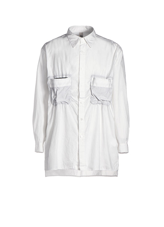 COTTON BROAD SHIRT WITH FULLED WOOL GAUZE POCKETS