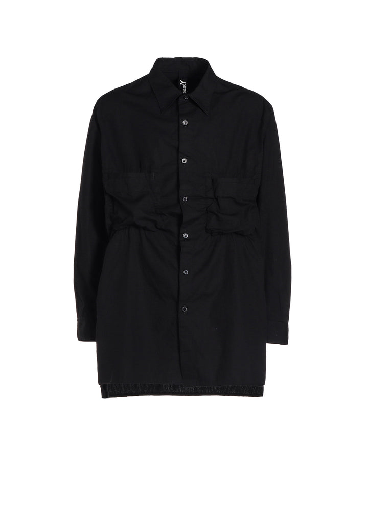 COTTON BROAD SHIRT WITH FULLED WOOL GAUZE POCKETS