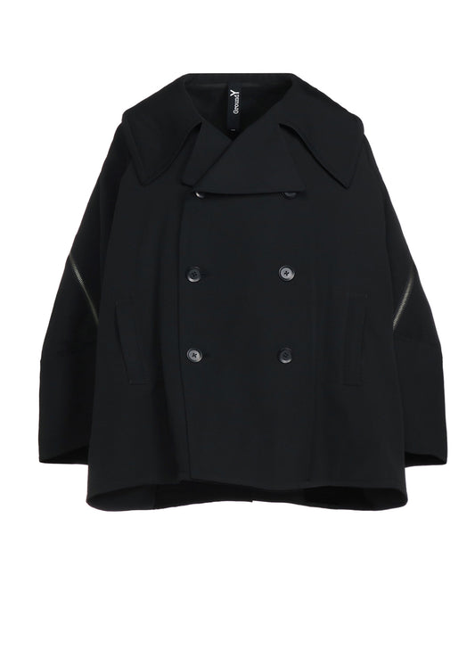 WOOL GABARDINE SLEEVE ZIPPER COAT