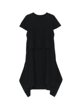 CREPE DE CHINE＋COTTONJERSEY  SHORT SLEEVE DOCKING LONG SHIRT DRESS