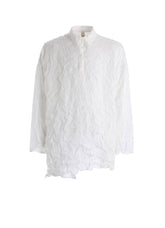 CRUSHED FABRIC DATCHED DOLMAN SHIRT