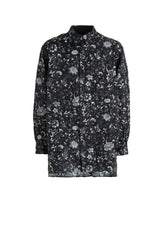 CRUSHED FABRIC BOTANICAL ARABESQUE PRINT SHIRT