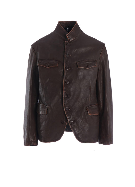 SHEEP LEATHER STAND COLLAR JACKET