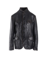 HORSE LEATHER STAND COLLAR JACKET