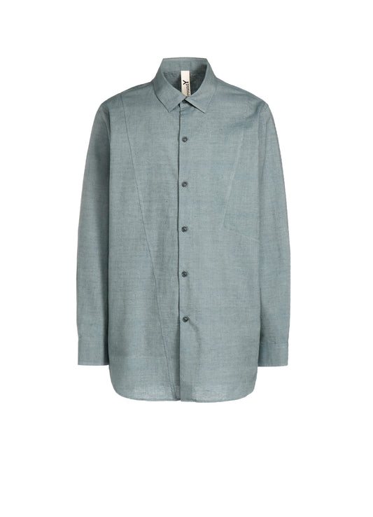 CHAMBRAY LAWN SLIM LONG PANEL SHIRT