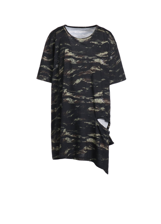 ZEBRA PATTERN COTTON/MODAL LEFT OPENING SHORT SLEEVE T-SHIRT