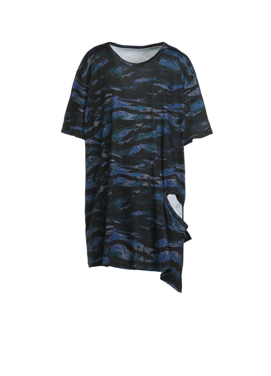 ZEBRA PATTERN COTTON/MODAL LEFT OPENING SHORT SLEEVE T-SHIRT