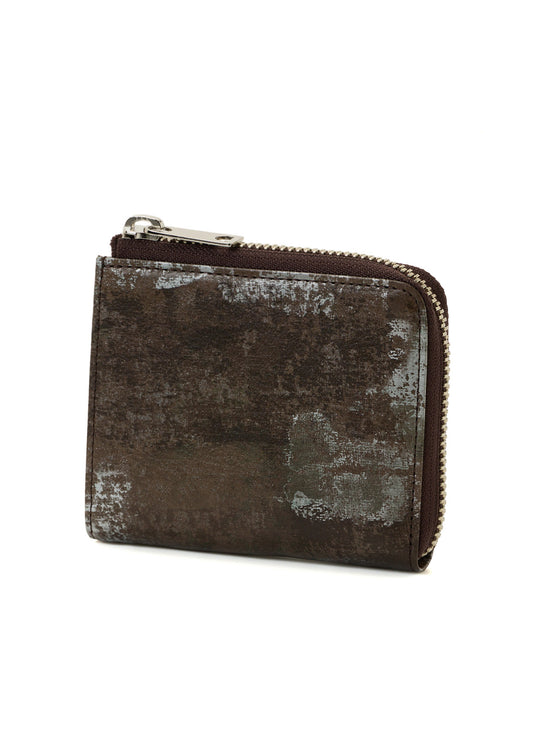 PRINTED LEATHER L-ZIP WALLET