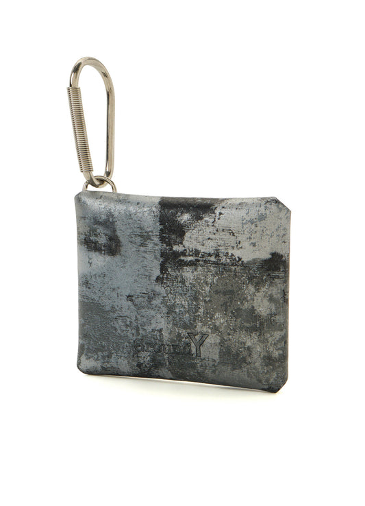 PRINTED LEATHER PILL CASE KEYCHAIN