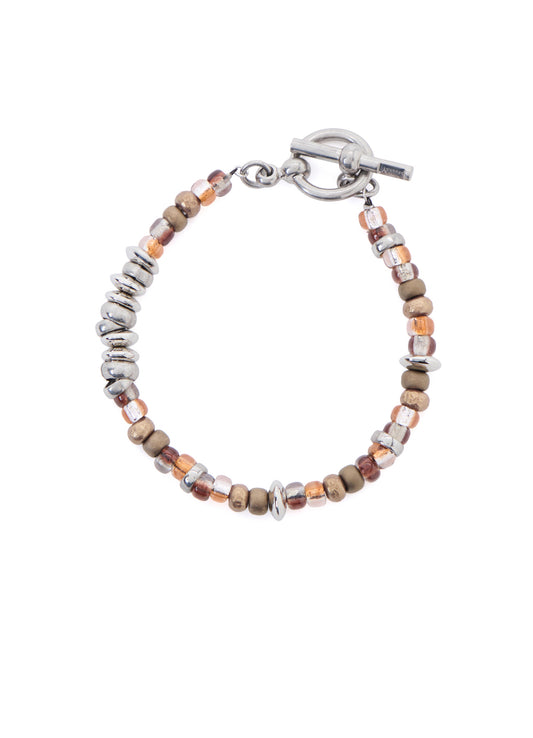 BRASS BROWN BEADS BRACELET