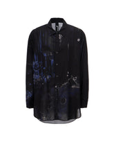 RAYON FLORAL STRIPED BIG SHIRT