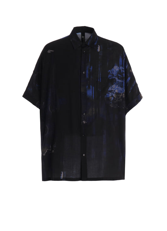 RAYON FLORAL STRIPED FRONT DOLMAN BIG SHIRT