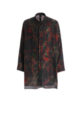 COTTON WOOL VIYELLA SHADOW FLORAL PATTERN DOLMAN SHIRT