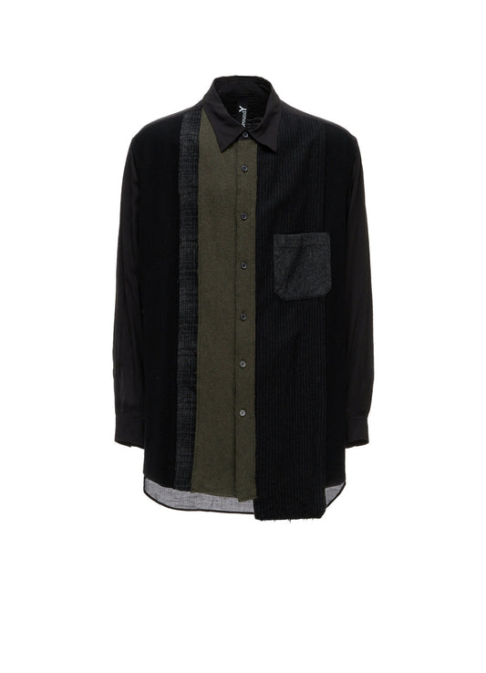 SWITCHING MATERIAL PATCHWORK SHIRT