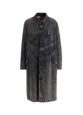 SULFUR-DYED CORDUROY CHEMICAL-BLEACH LONG COAT