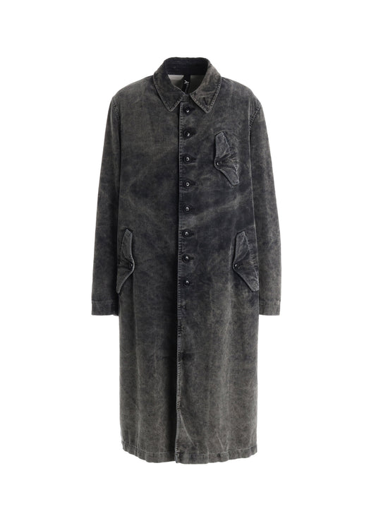 SULFUR-DYED CORDUROY CHEMICAL-BLEACH LONG COAT