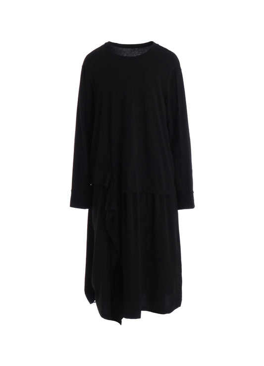SILICON JERSEY+CREPE de CHINE PANEL LONG DRESS