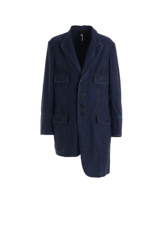 SULFUR DYED BACK SATIN PANEL ASYMMETRIC JACKET