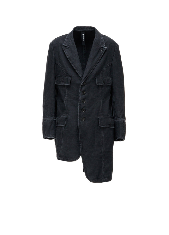 SULFUR DYED BACK SATIN PANEL ASYMMETRIC JACKET