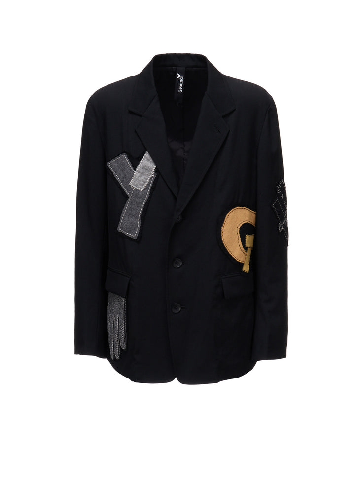 WOOL GABARDINE APPLIQUE JACKET